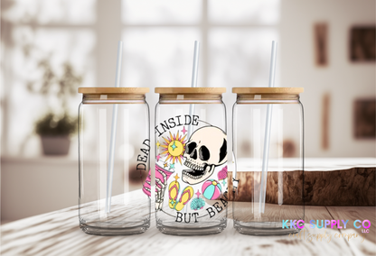 UV16189-Dead Inside But Beachy 16oz UV DTF Tumbler Decal