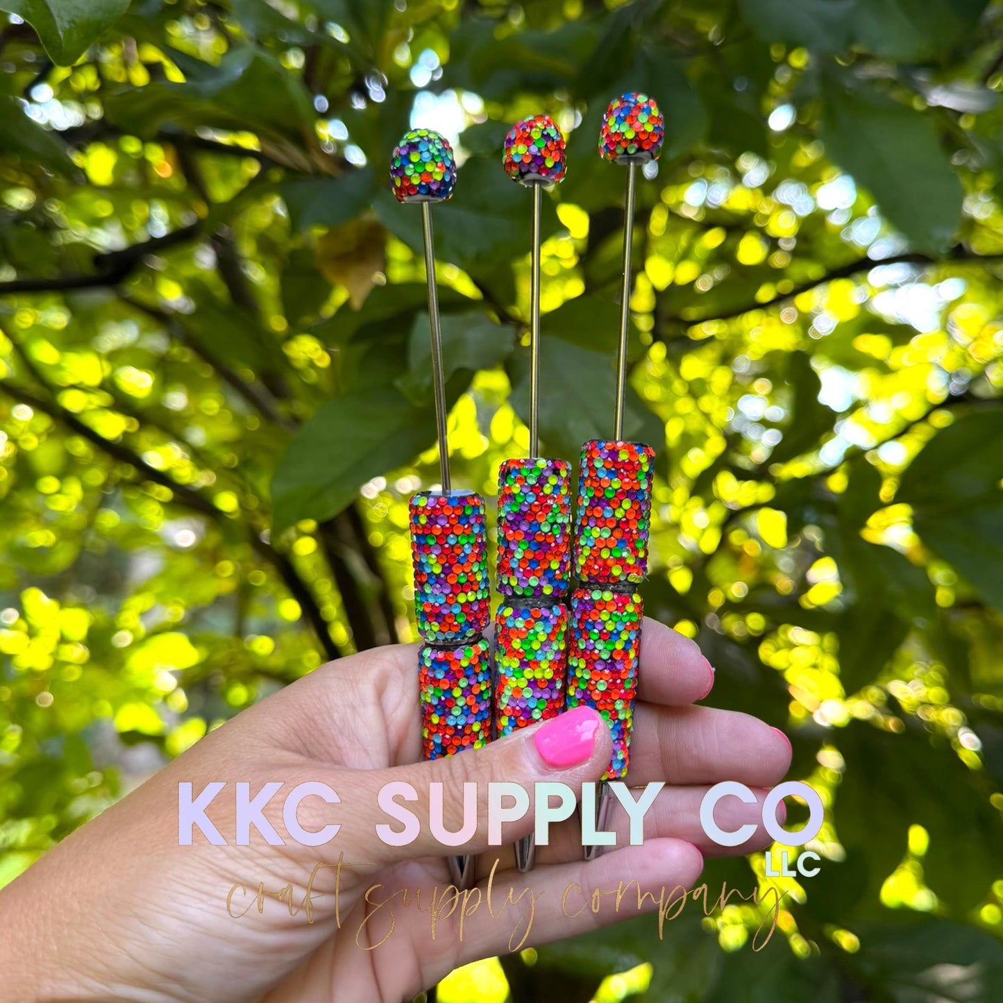 Neon Dotted Rhinestone Beadable Pen