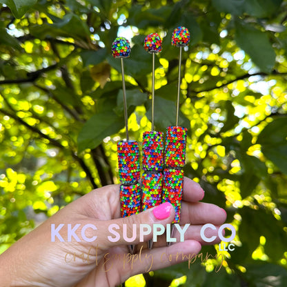 Neon Dotted Rhinestone Beadable Pen