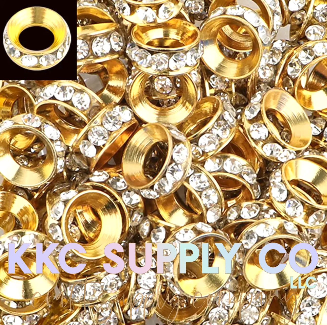 Large Hole Rhinestone Spacer Bead 10mm