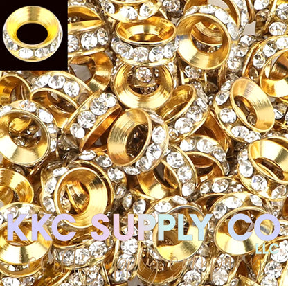 Large Hole Rhinestone Spacer Bead 10mm