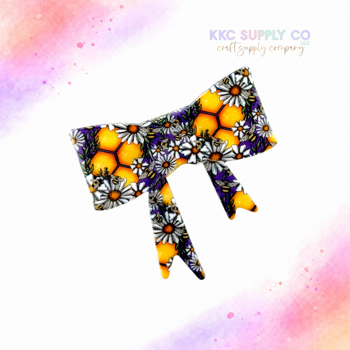 Honey Comb Large Bow Silicone Focal Bead