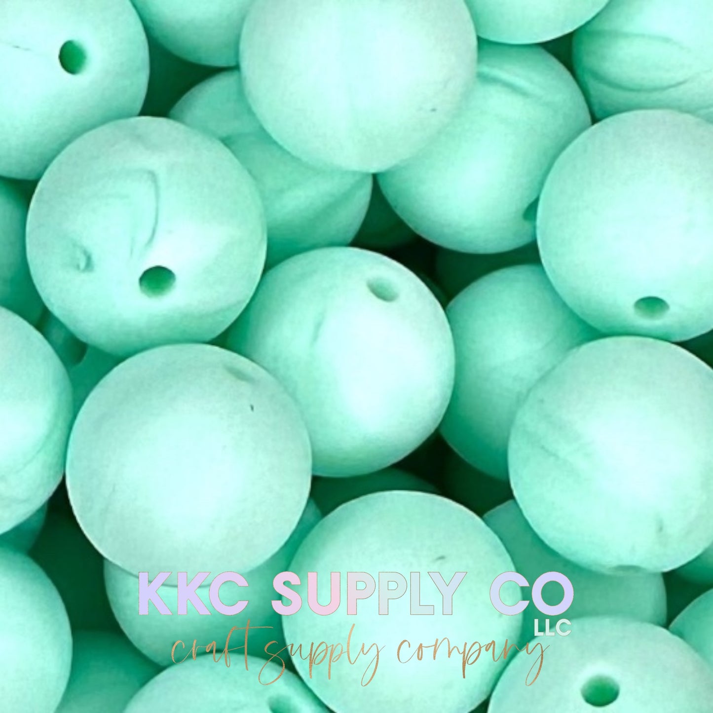 SS59-Mint Marble Solid Silicone Beads