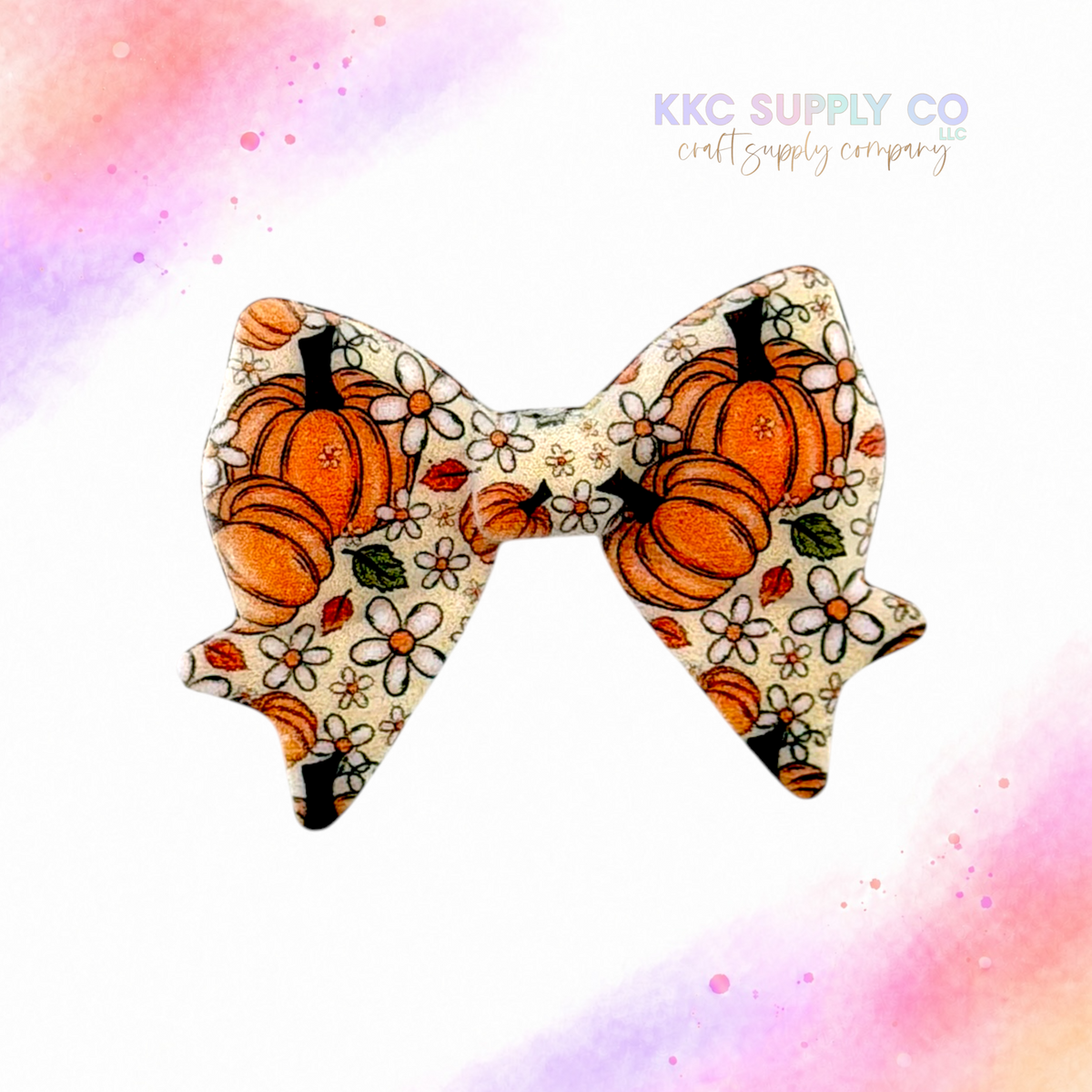 Handdrawn Pumpkins Large Bow Silicone Focal Bead