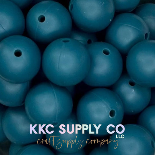 SS42-Deep Blue Green Solid Silicone Beads