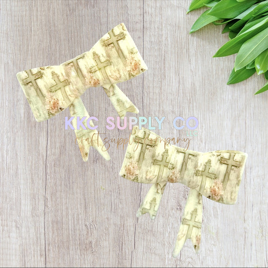 Floral Crosses Large Bow Silicone Focal Bead