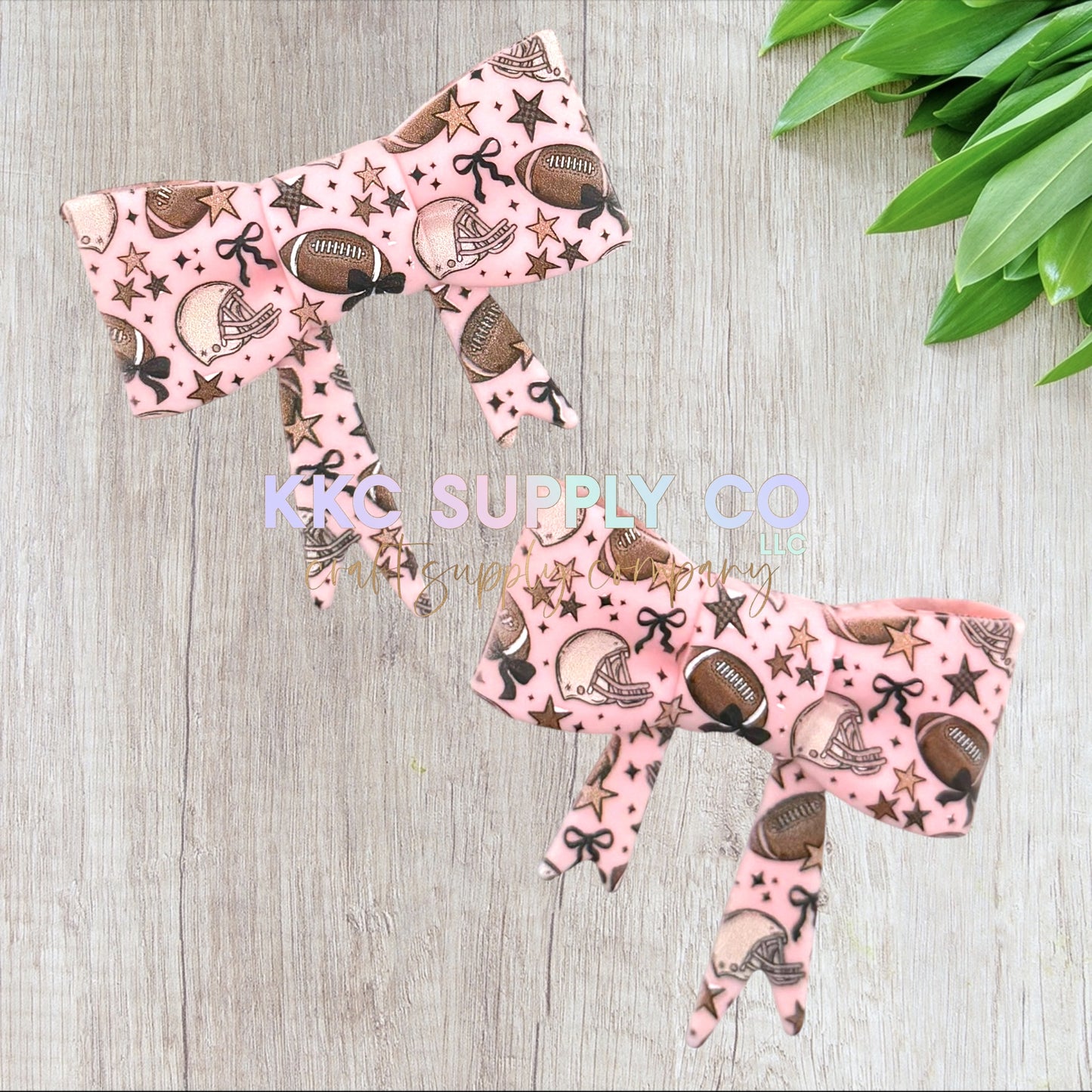 Bows and Football Large Bow Silicone Focal Bead