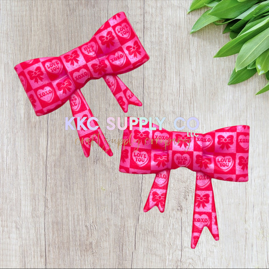 SP278-Red and Pearl Pink XOXO Large Bow Silicone Focal Bead