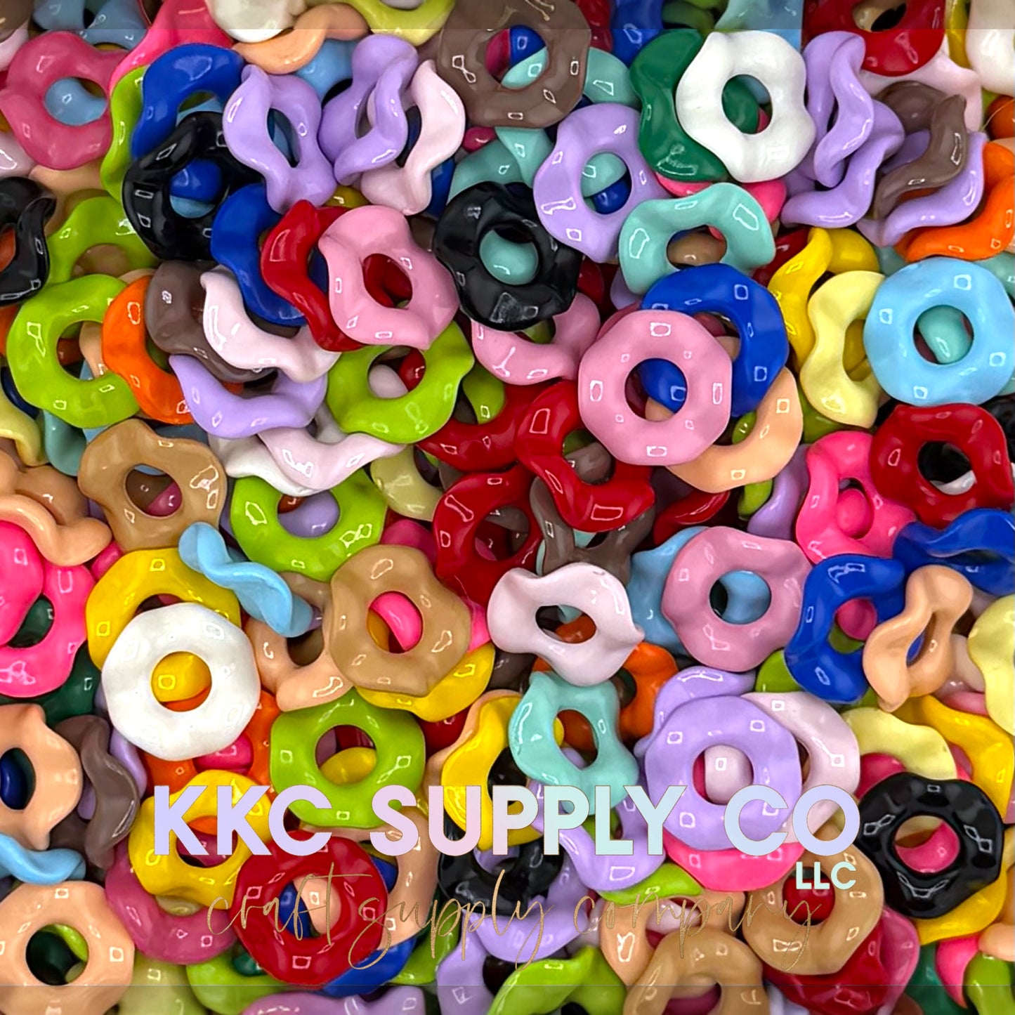 Large Hole Acrylic Wavy Spacer Beads 12mm - 10 count