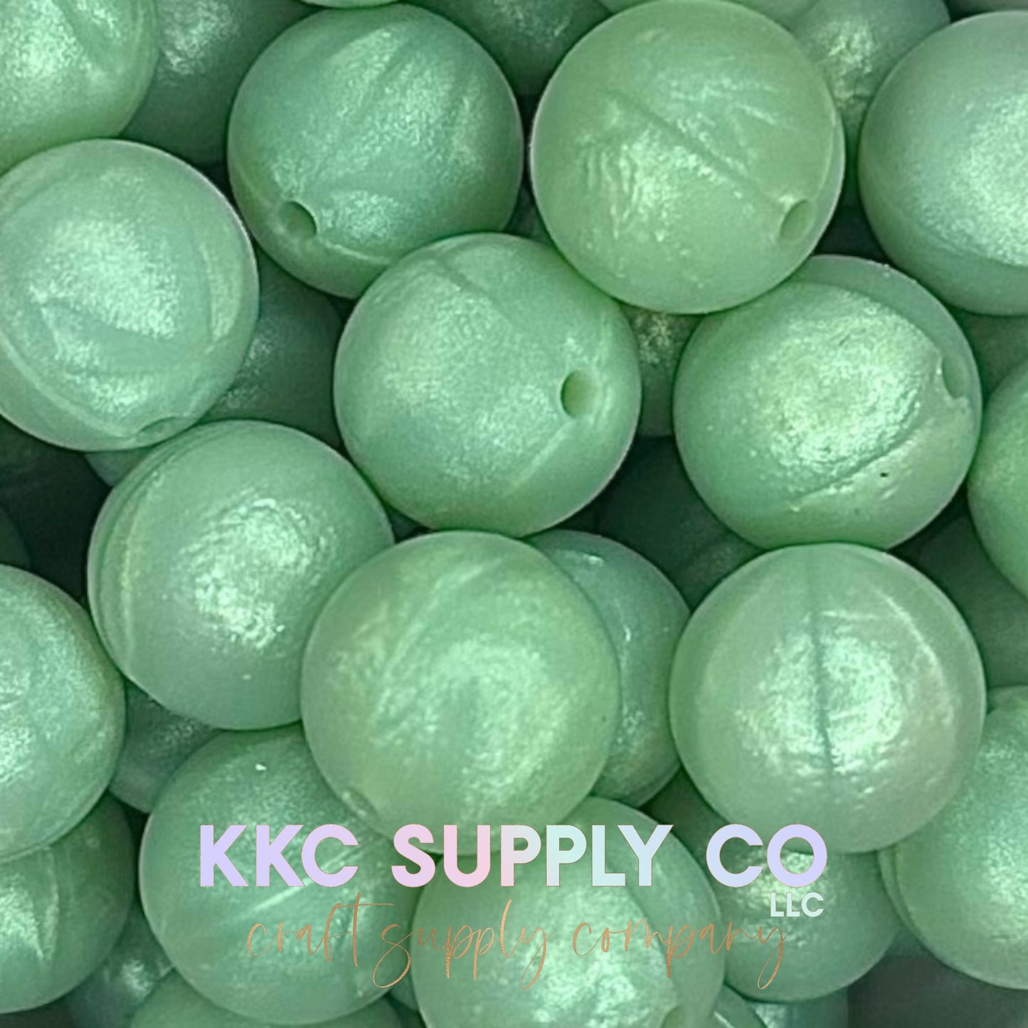 SS73-Light Green Shimmer Solid Silicone Beads