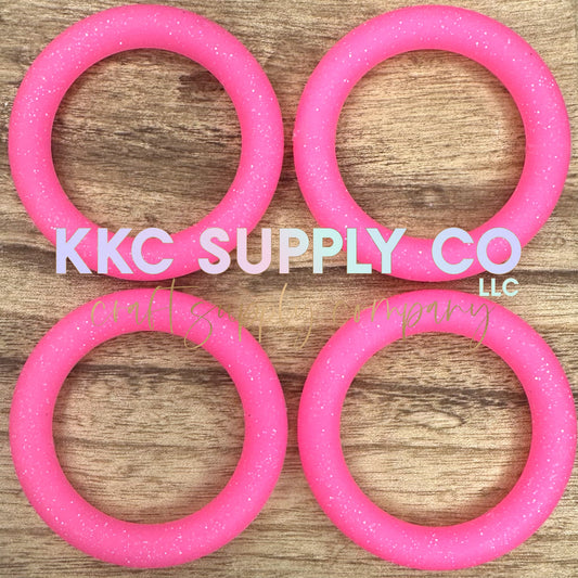 SG21-Neon Pink Glitter 65mm Silicone Ring