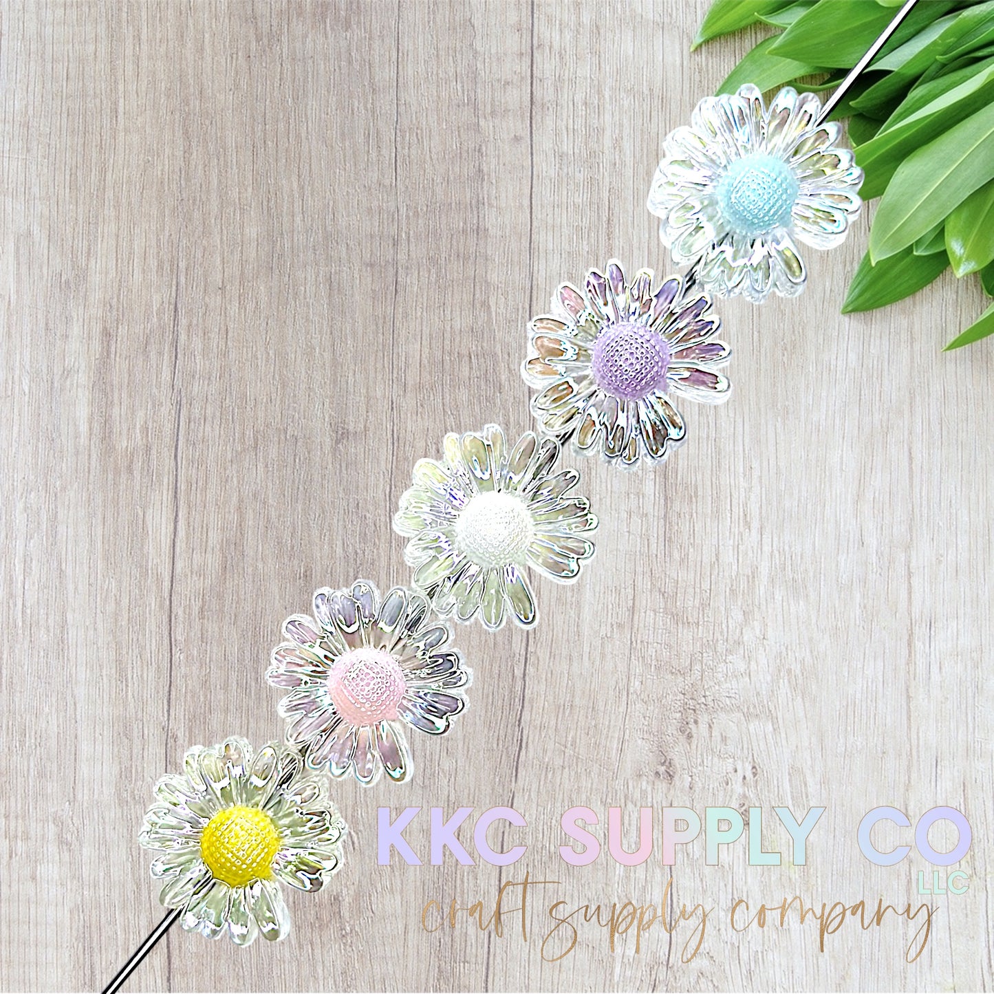 Opal Sunflower Acrylic Beads 25mm
