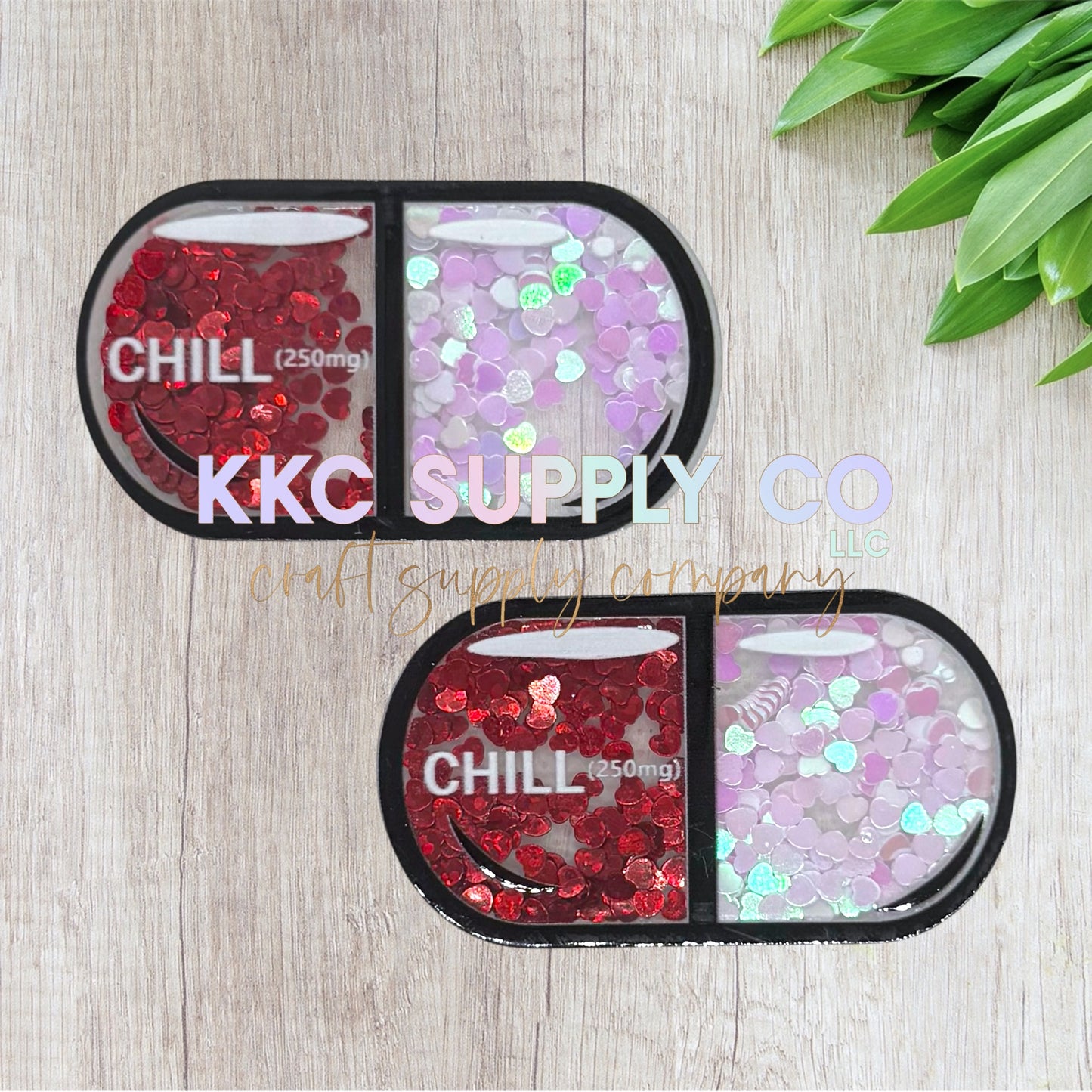AT49-Chill Pill Glitter Shaker-Acrylic Flatback