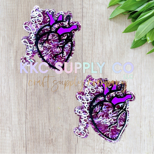 AT52-Cardiology Purple Heart-Acrylic Flatback