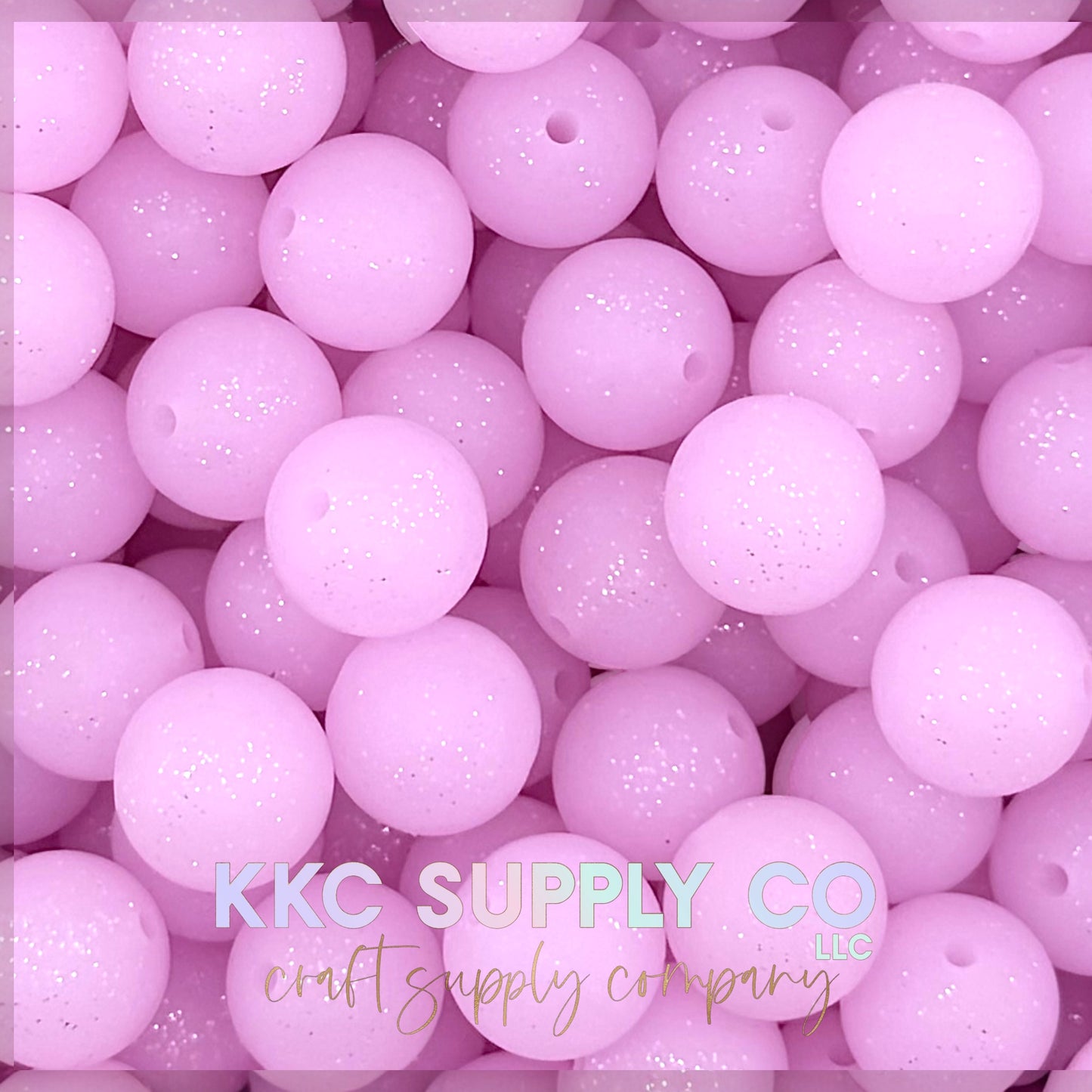 SG37-Light Pink Glitter Silicone Beads 15mm