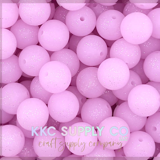 SG37-Light Pink Glitter Silicone Beads 15mm