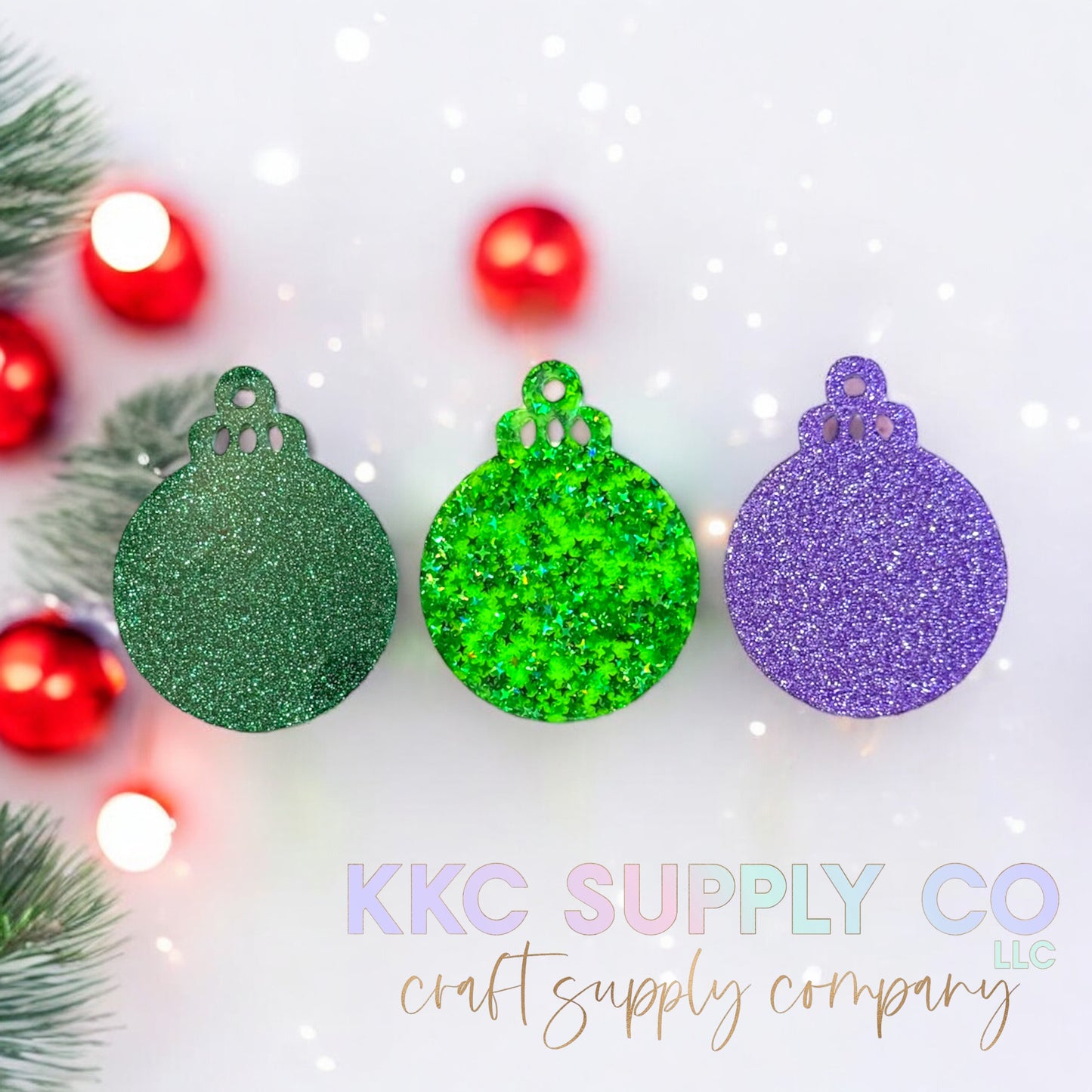 Acrylic Glitter Christmas Ornament, 2.9inch comes with string