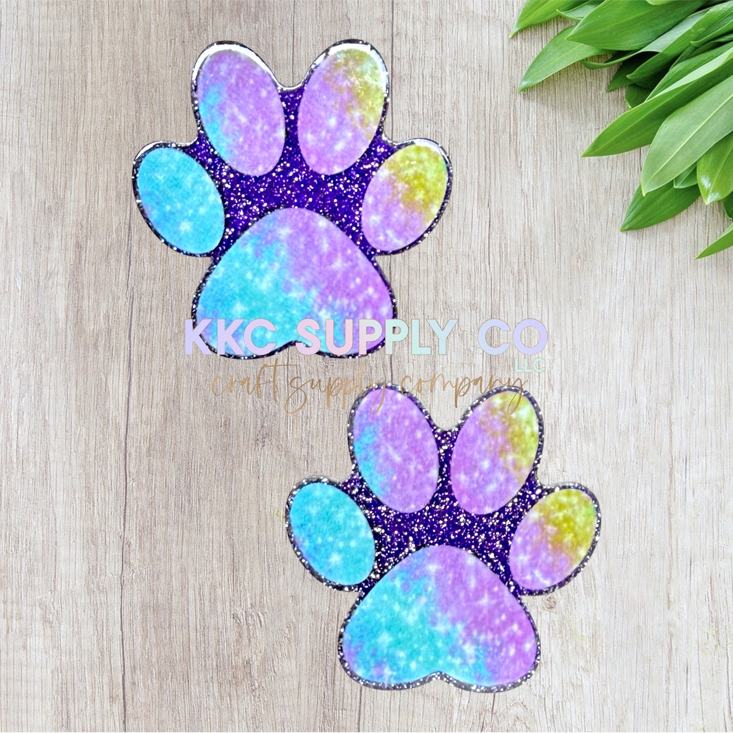 AT58-Tie Dye Paw Print-Acrylic Flatback