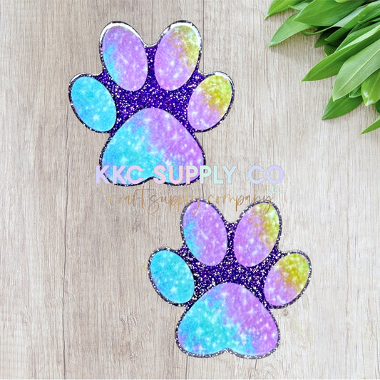 AT58-Tie Dye Paw Print-Acrylic Flatback
