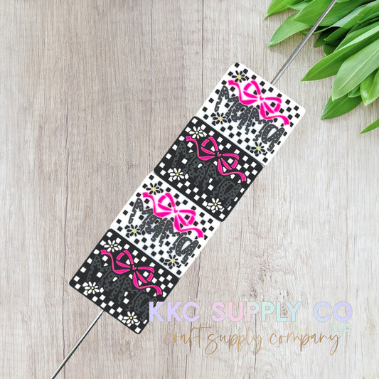 Checker Coquette Mama Silicone Focal Bead - Custom