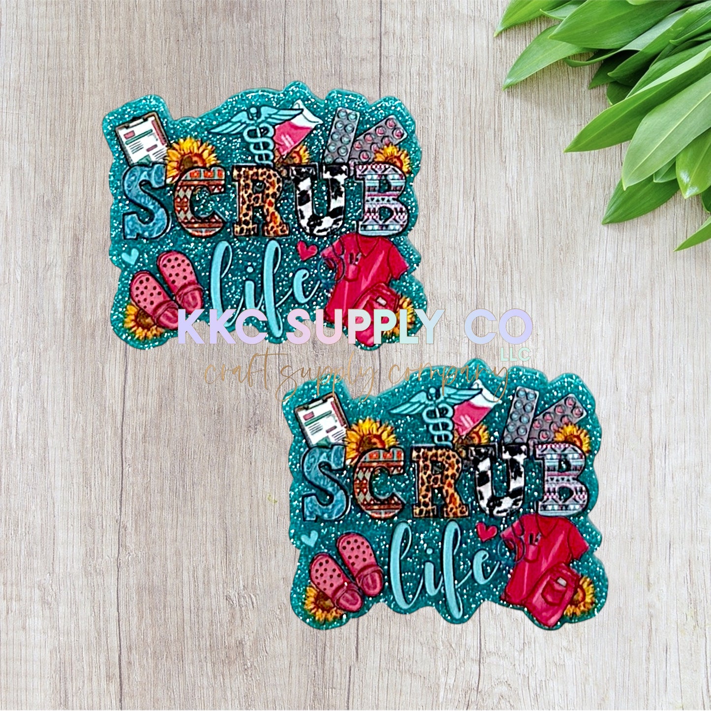 AT28-Scrub Life-Acrylic Flatback-Teal