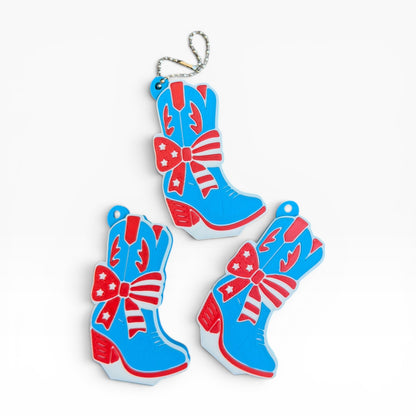 3D Printed Patriotic Cowgirl Boot Soda Tab Opener Keychain