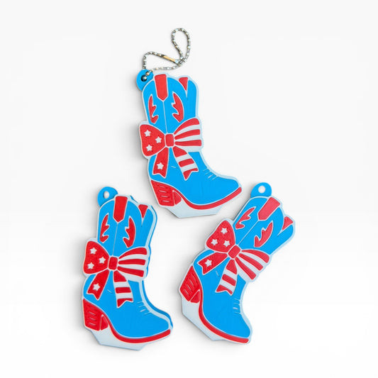 3D Printed Patriotic Cowgirl Boot Soda Tab Opener Keychain