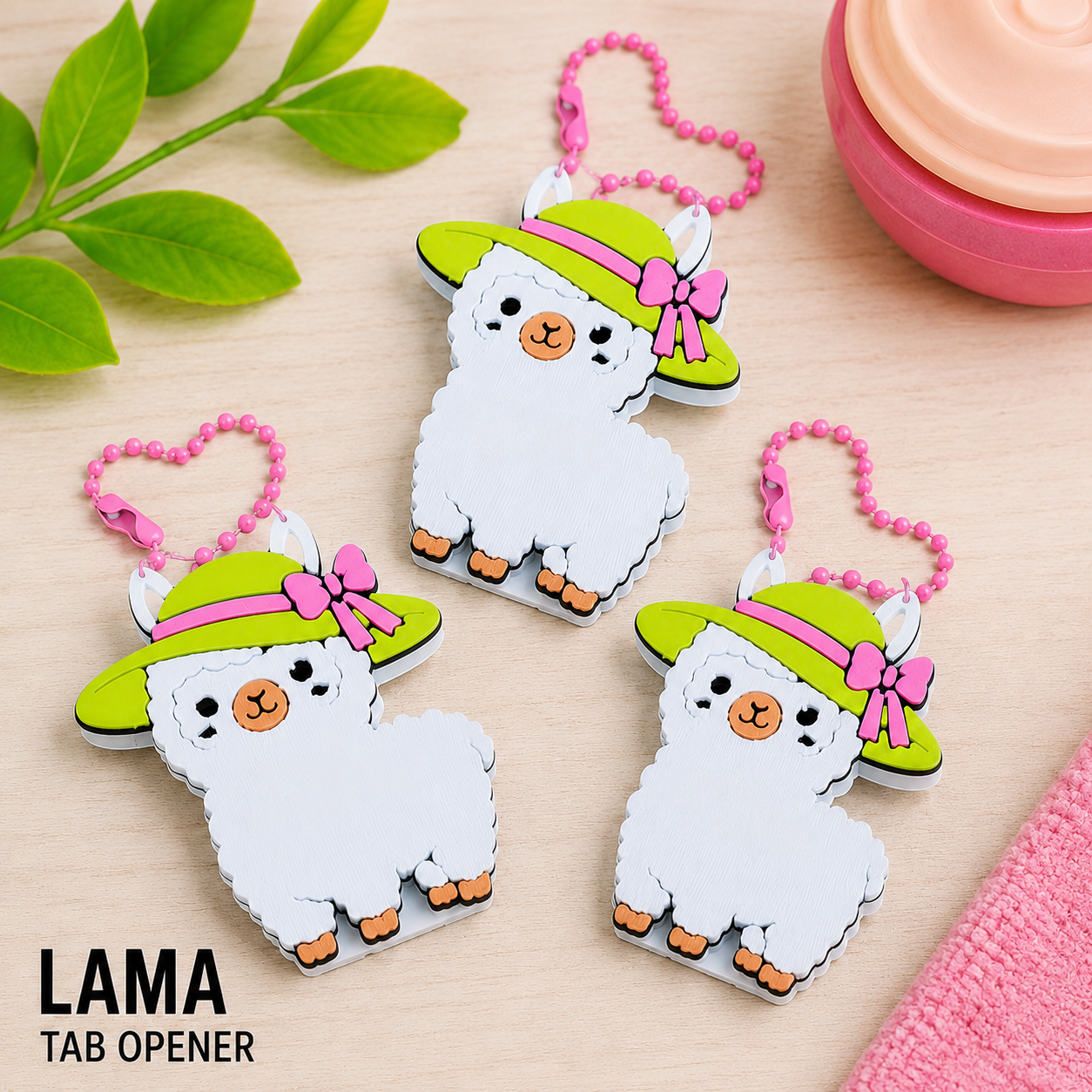 3D Printed Summer Llama Soda Tab Opener Keychain