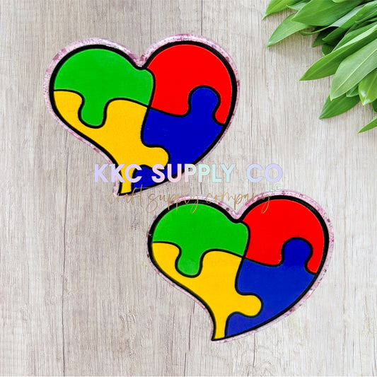 AT60-Autism Heart Puzzle Piece-Acrylic Flatback