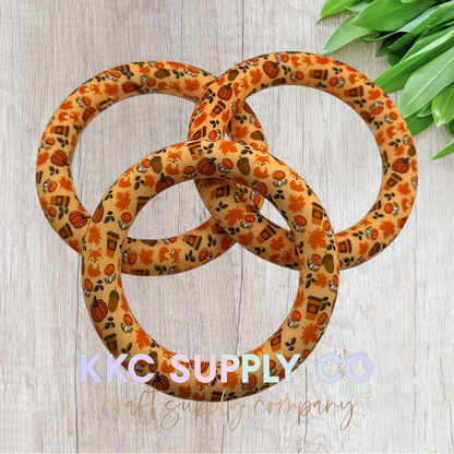 SP284-Autumn Days Printed Silicone Beads (15mm, 65mm ring, and bow)