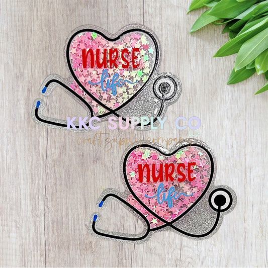 AT46-Nurse Stethoscope Glitter Shaker-Acrylic Flatback