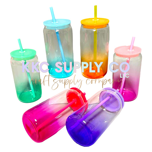 16oz Ombré Jelly Glass Sublimation Cup Blanks