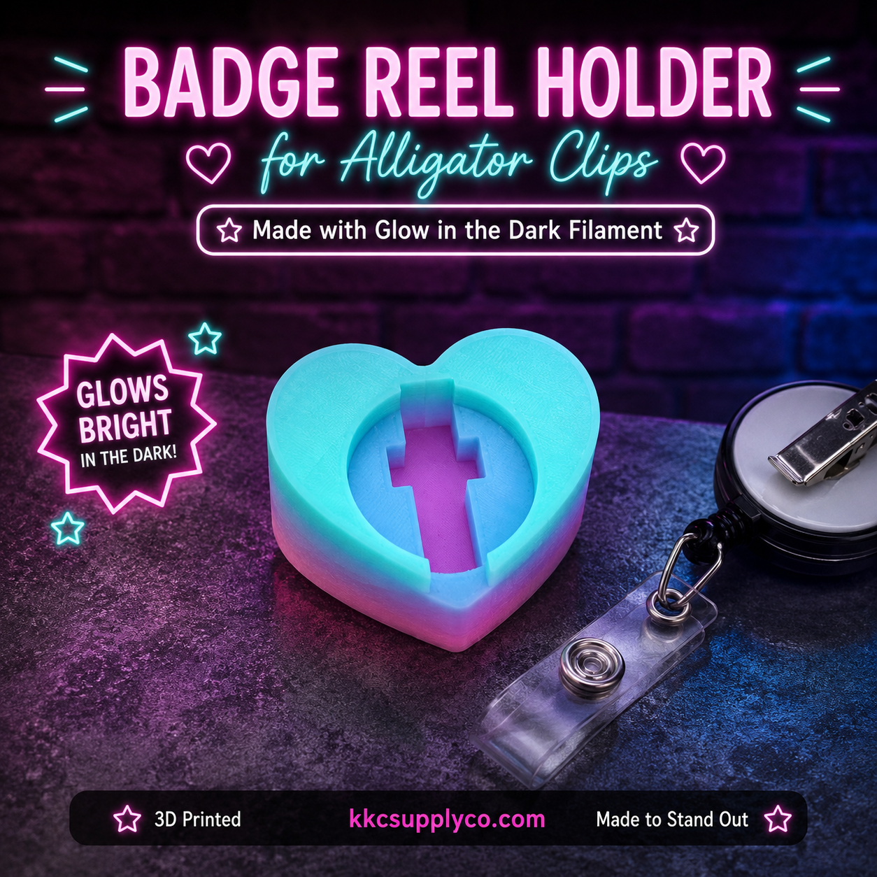 3D Printed Badge Reel Holder Single Slot-for Alligator Clips