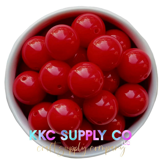 Red Solid Bubblegum Bead 20mm