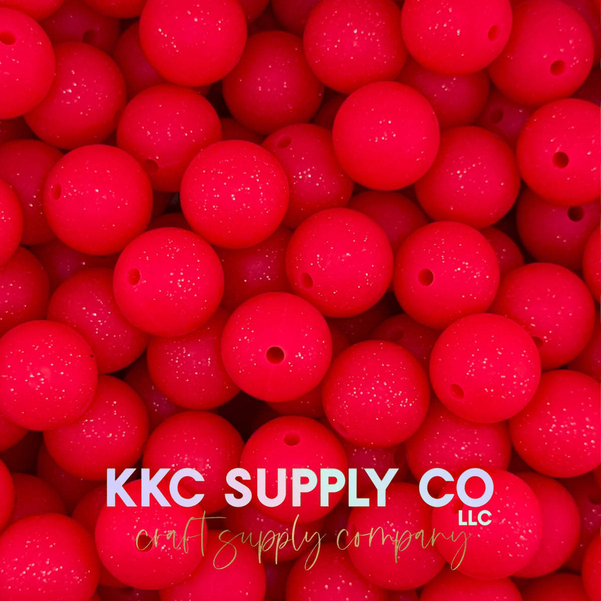 Red 15mm glitter beads