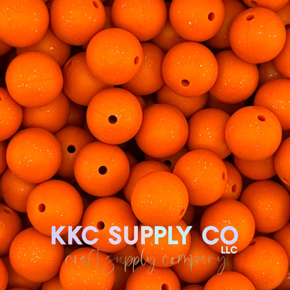 Orange 15mm glitter beads