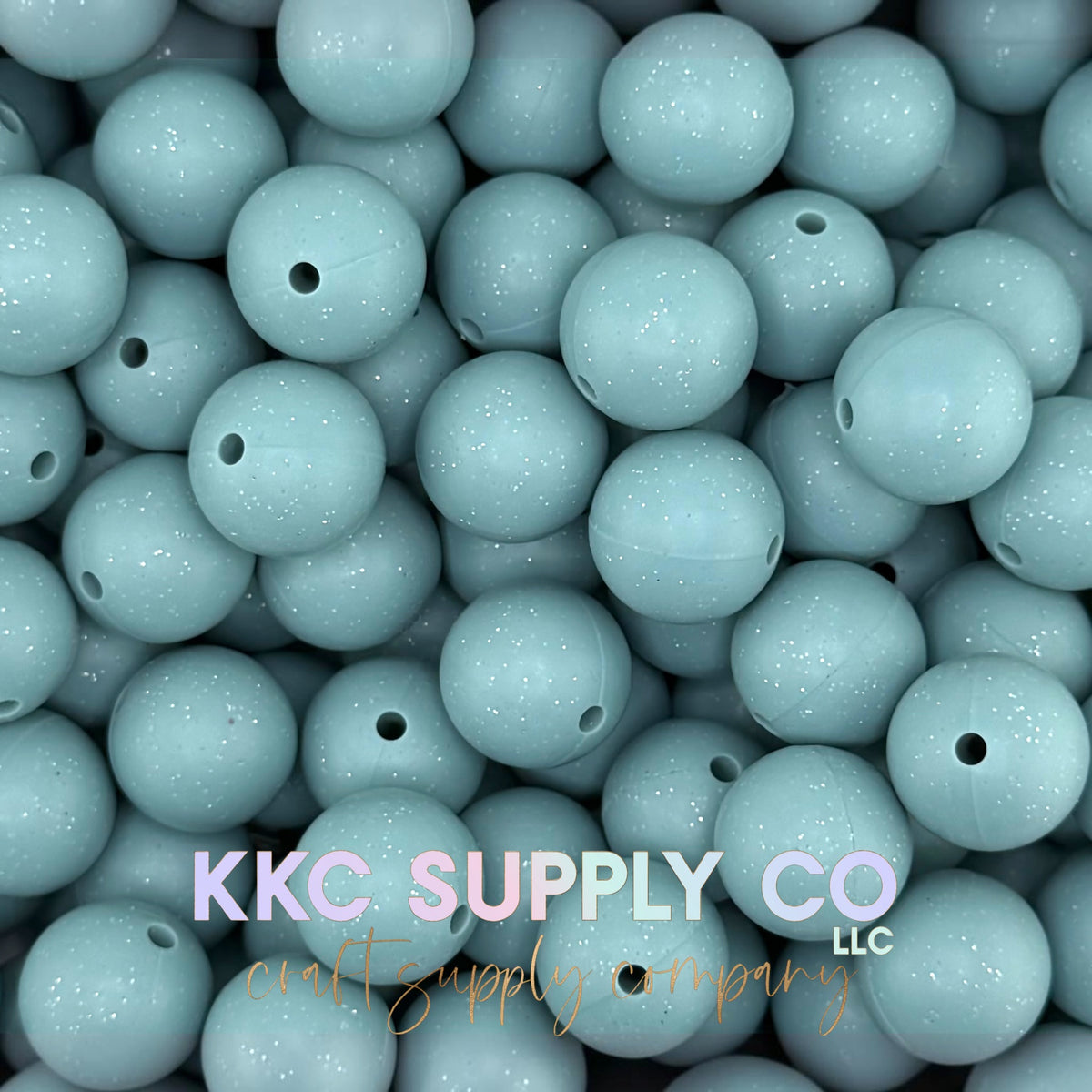 Dusty Blue 15mm glitter beads