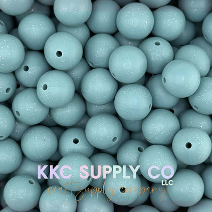 Dusty Blue 15mm glitter beads