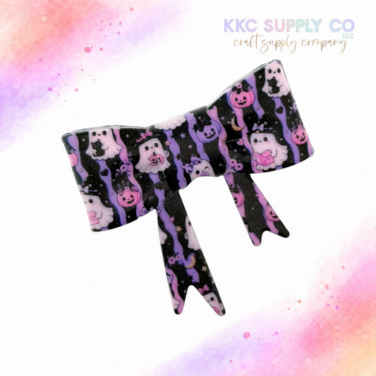 Purple Halloween Ghost large silicone bow