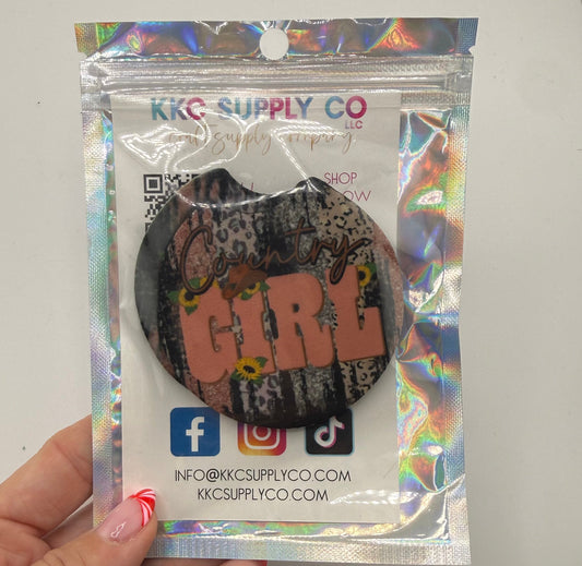 Country Girl Car Coaster-2 Pack