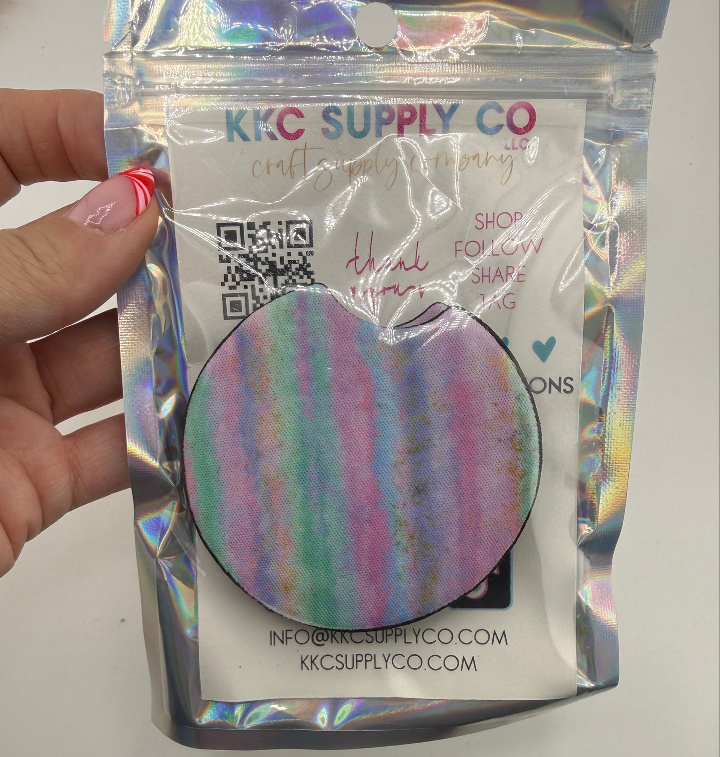 Pastel Stripes Car Coaster-2 Pack