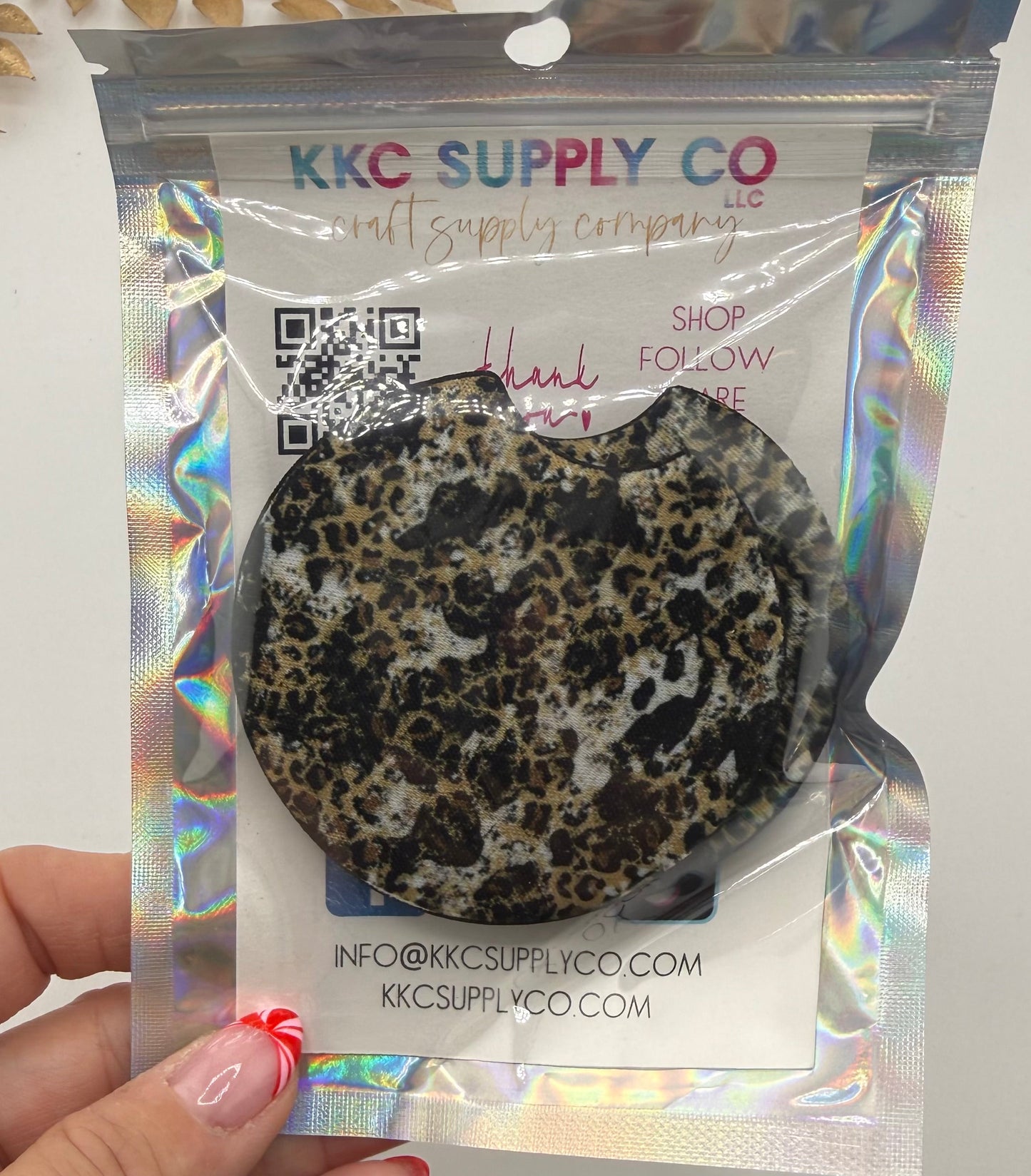 Distressed Leopard Car Coaster-2 Pack