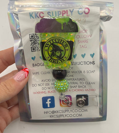 Witches Brew Pre-Made Glittered Acrylic Bade Reel