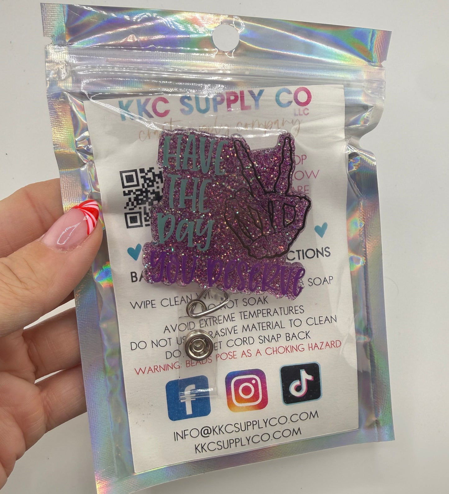 Have The Day You Deserve Pre-Made Glittered Acrylic Bade Reel