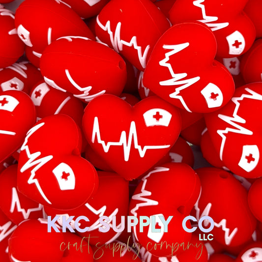 3D Heart Silicone Focal Bead