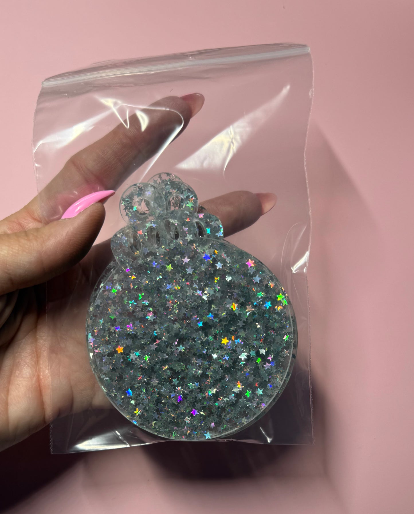 Silver Star Glitter Acrylic 2.75in Ornament Destash Pack - 5 Count