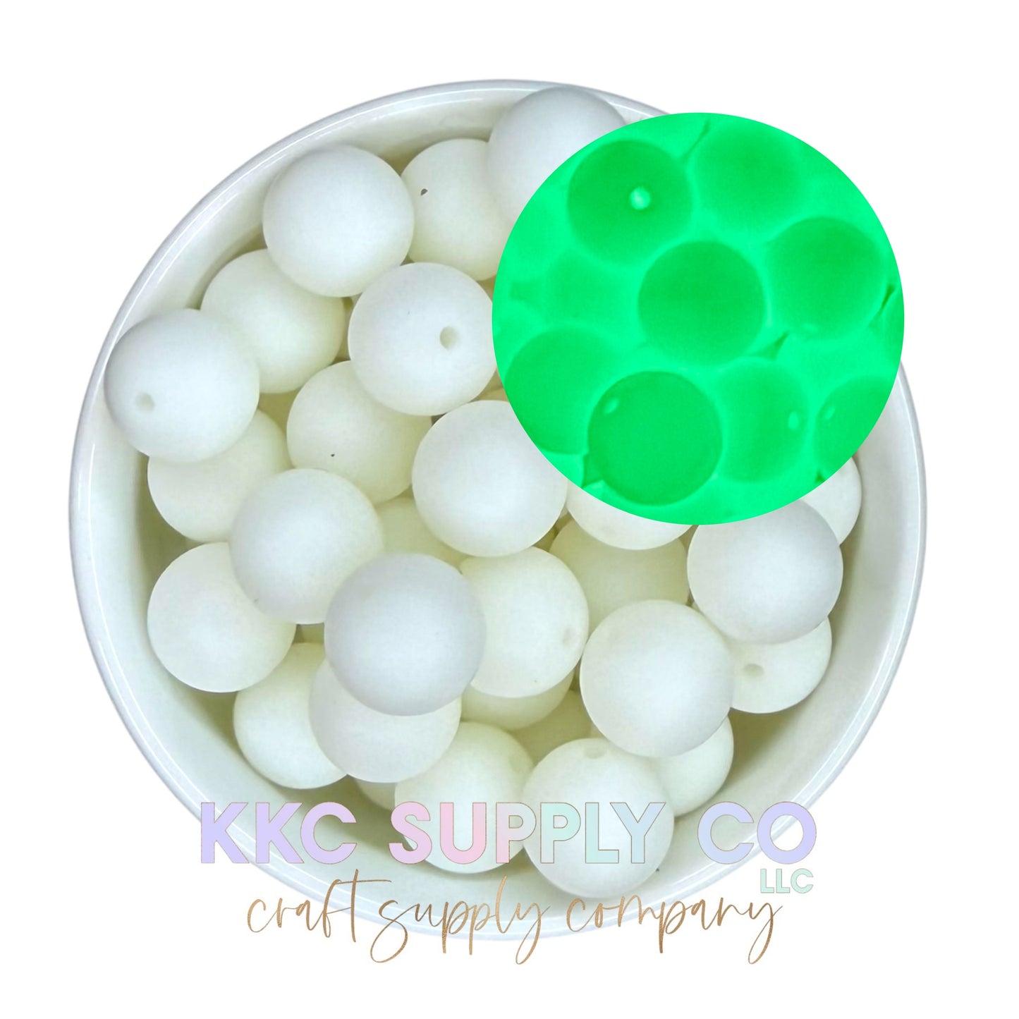 SGL05-White Silicone Glow Beads