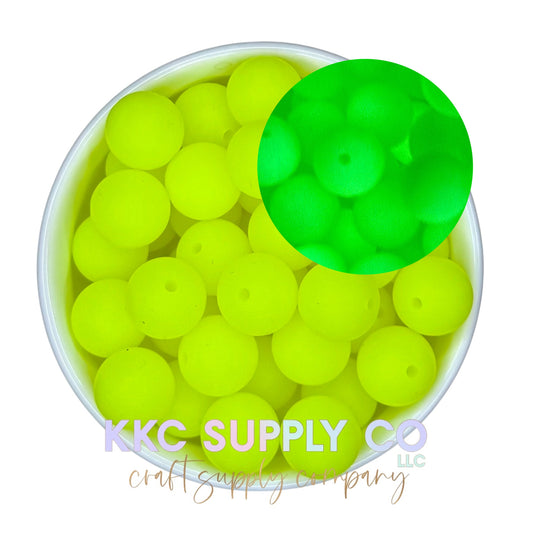 SGL11-Neon Yellow Silicone Glow Bead 15mm