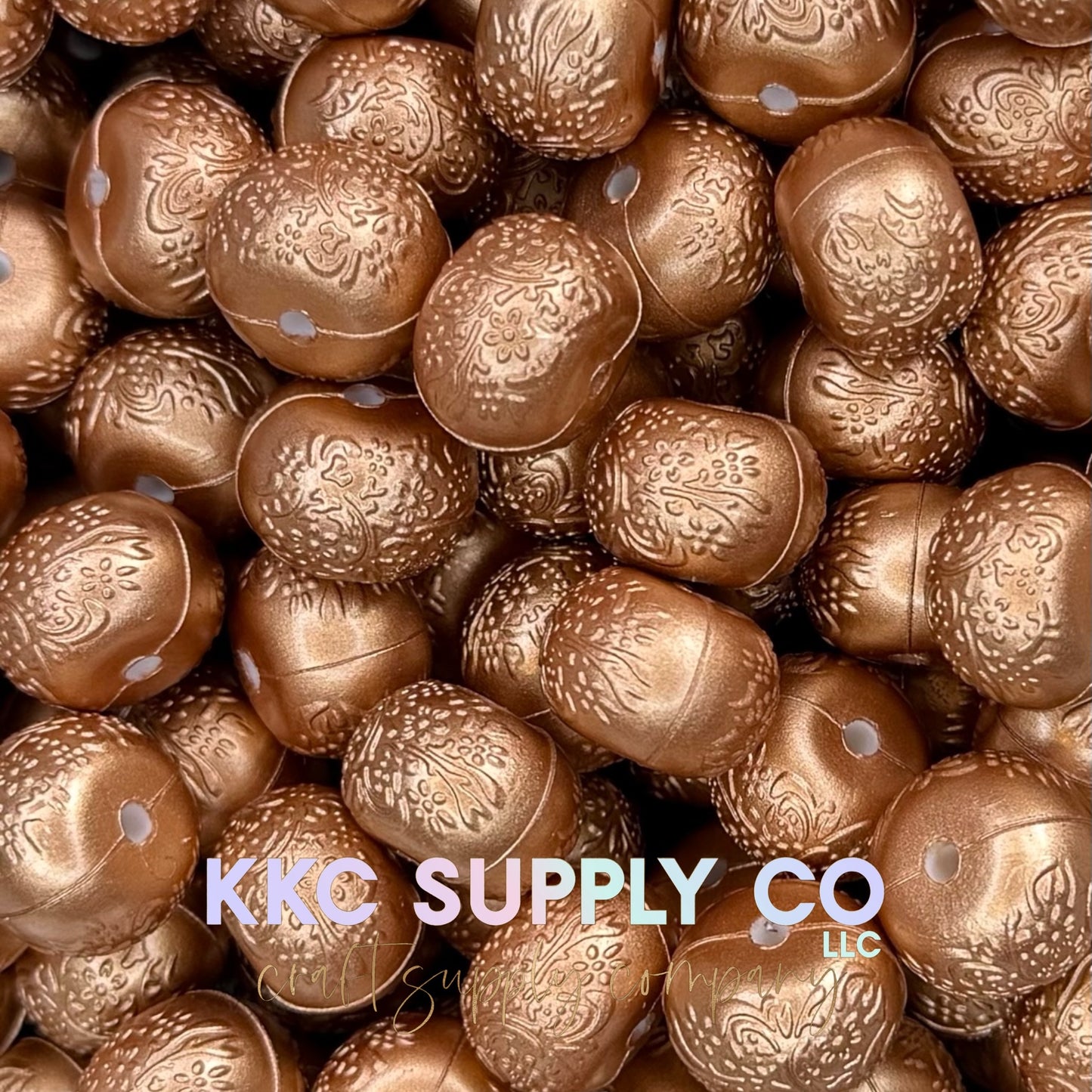 Floral Embossed Abacus Beads 14mm