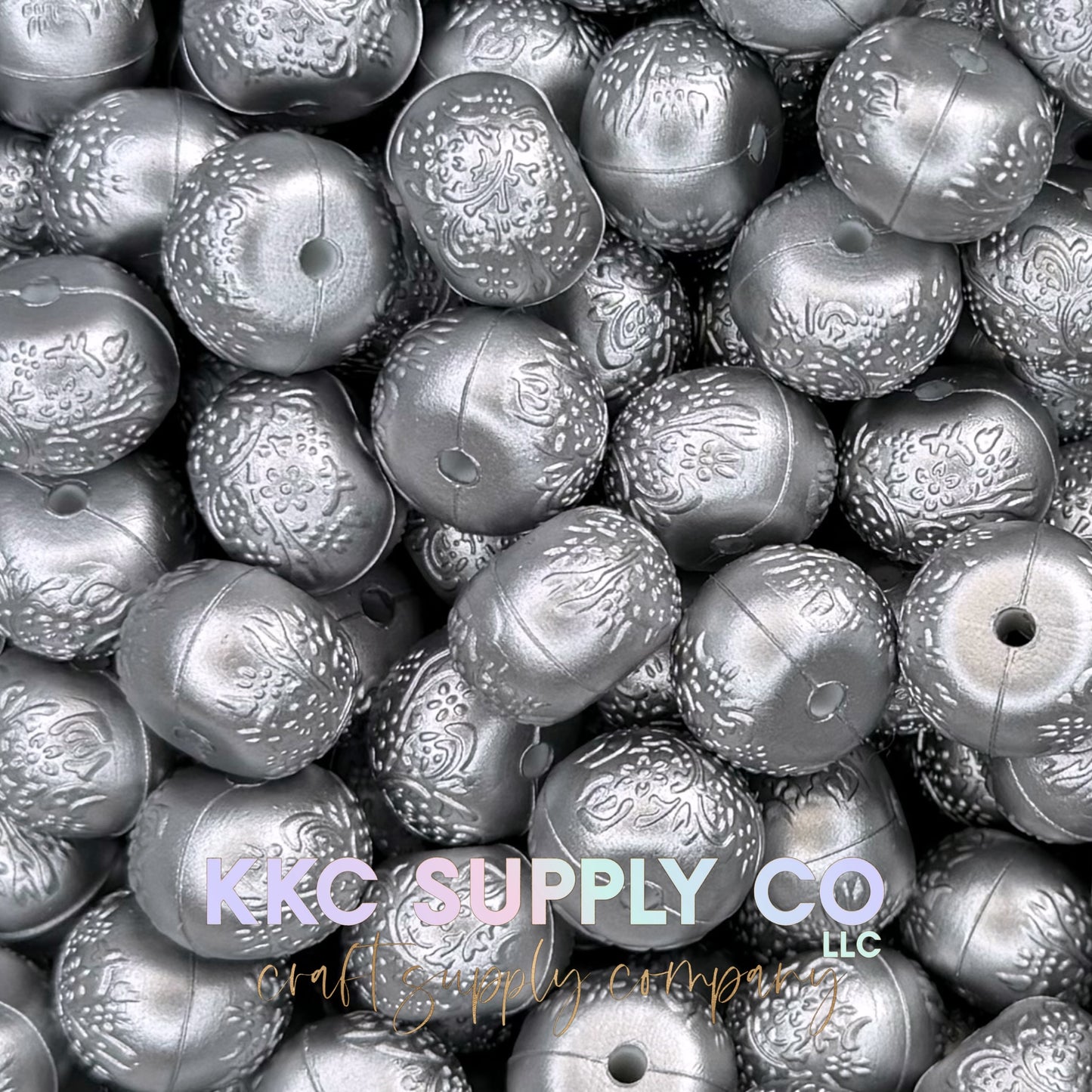 Floral Embossed Abacus Beads 14mm